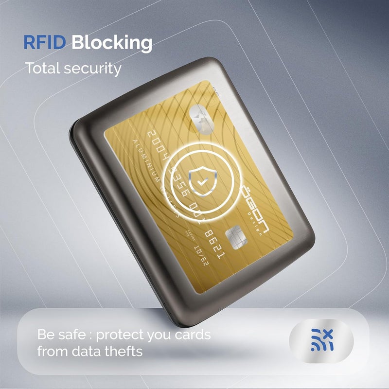 ÖGON -DESIGNS- محفظة ألمنيوم من ÖGON -DESIGNS-، سعة كبيرة مع قفل معدني، حماية RFID ضد الاحتيال وإلغاء المغنطة، علبة ذكية طراز OSLO كبير - Image 5